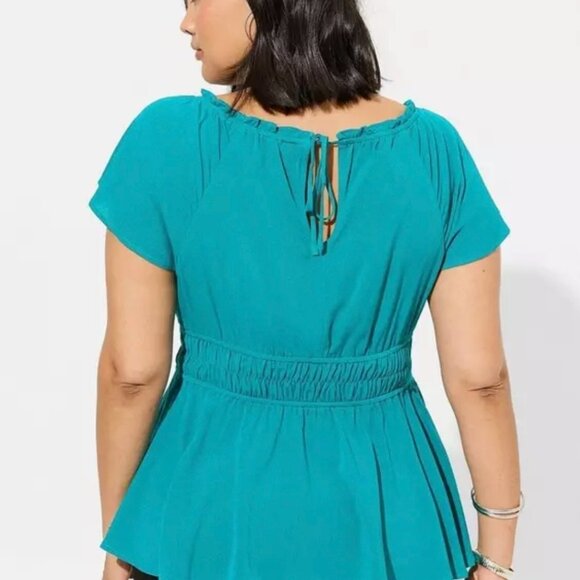 Babydoll Washable Gauze Short Sleeve Top - Picture 2 of 4